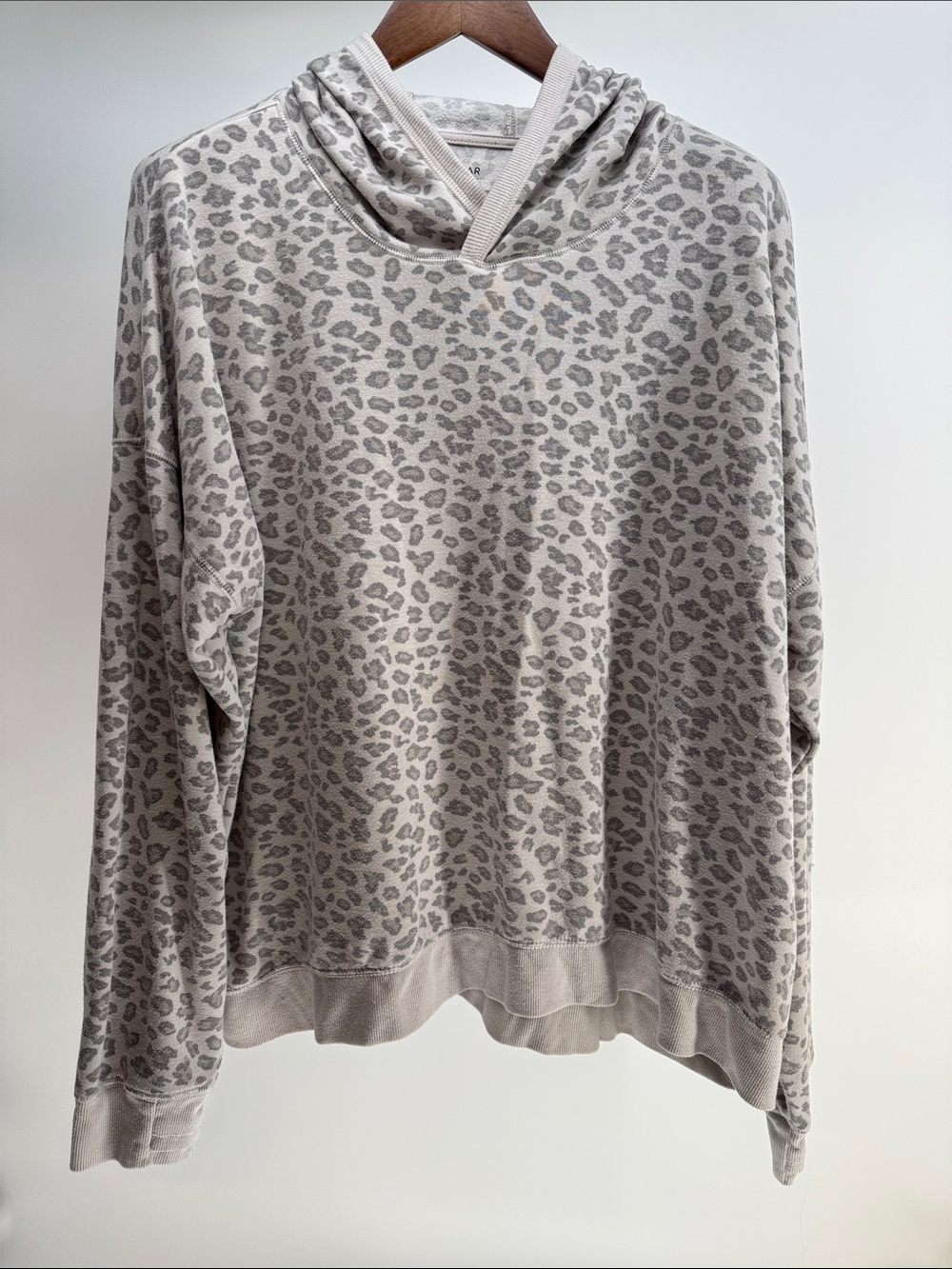 tek gear Taupe and Gray Leopard Print Cowl Neck Sweater
